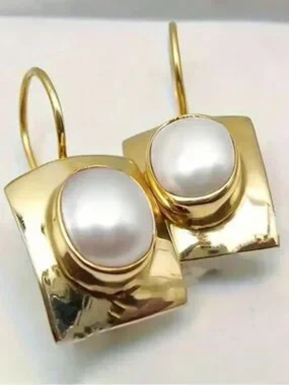 Anthropologie Golden Pearl Drop Earrings